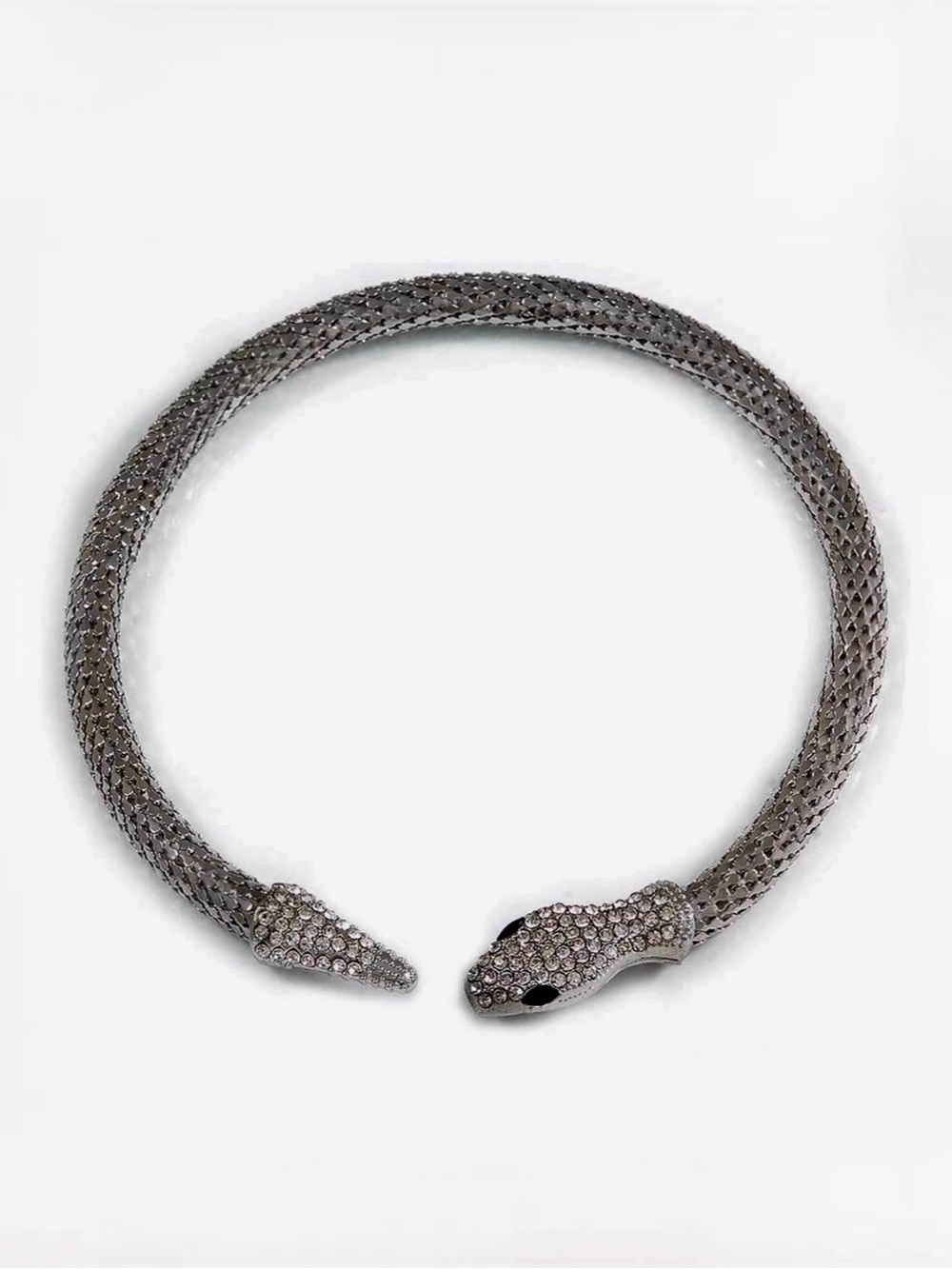 Crystal & Gunmetal Snake Choker
